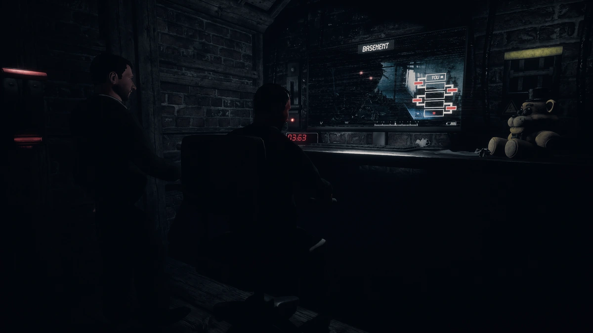 Two teammates at the attic monitor