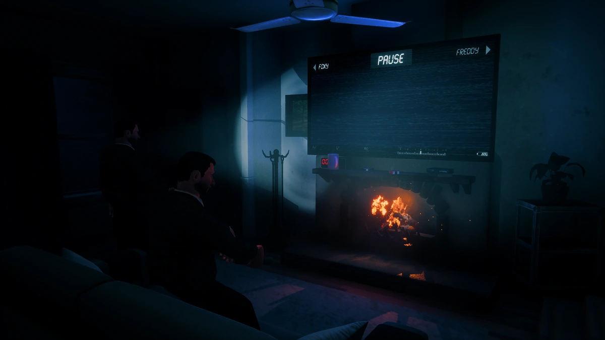 Teammates beside the television in Living Room